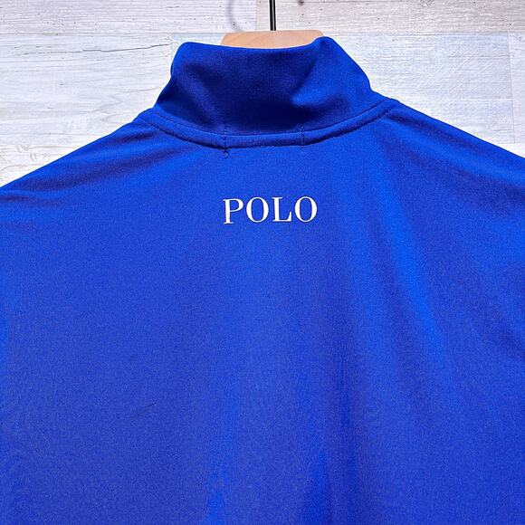 POLO Ralph Lauren 1/4 Zip Performance Jersey Pullover Blue Boys Large 14 16 - Picture 4 of 6